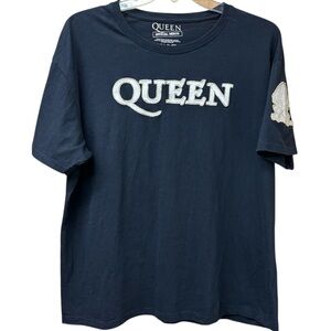 Dark navy Queen appliqué official merch tee, XXL